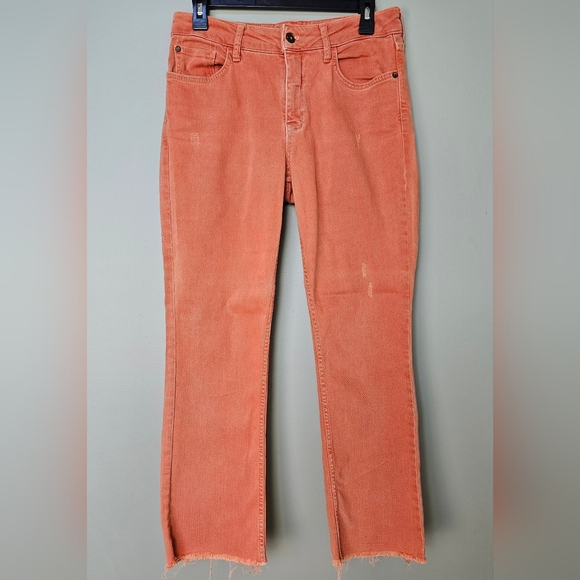 Pilcro & the Letterpress x Anthro High Rise Crop Bootcut Jeans, Size 29, Orange - Picture 5 of 14